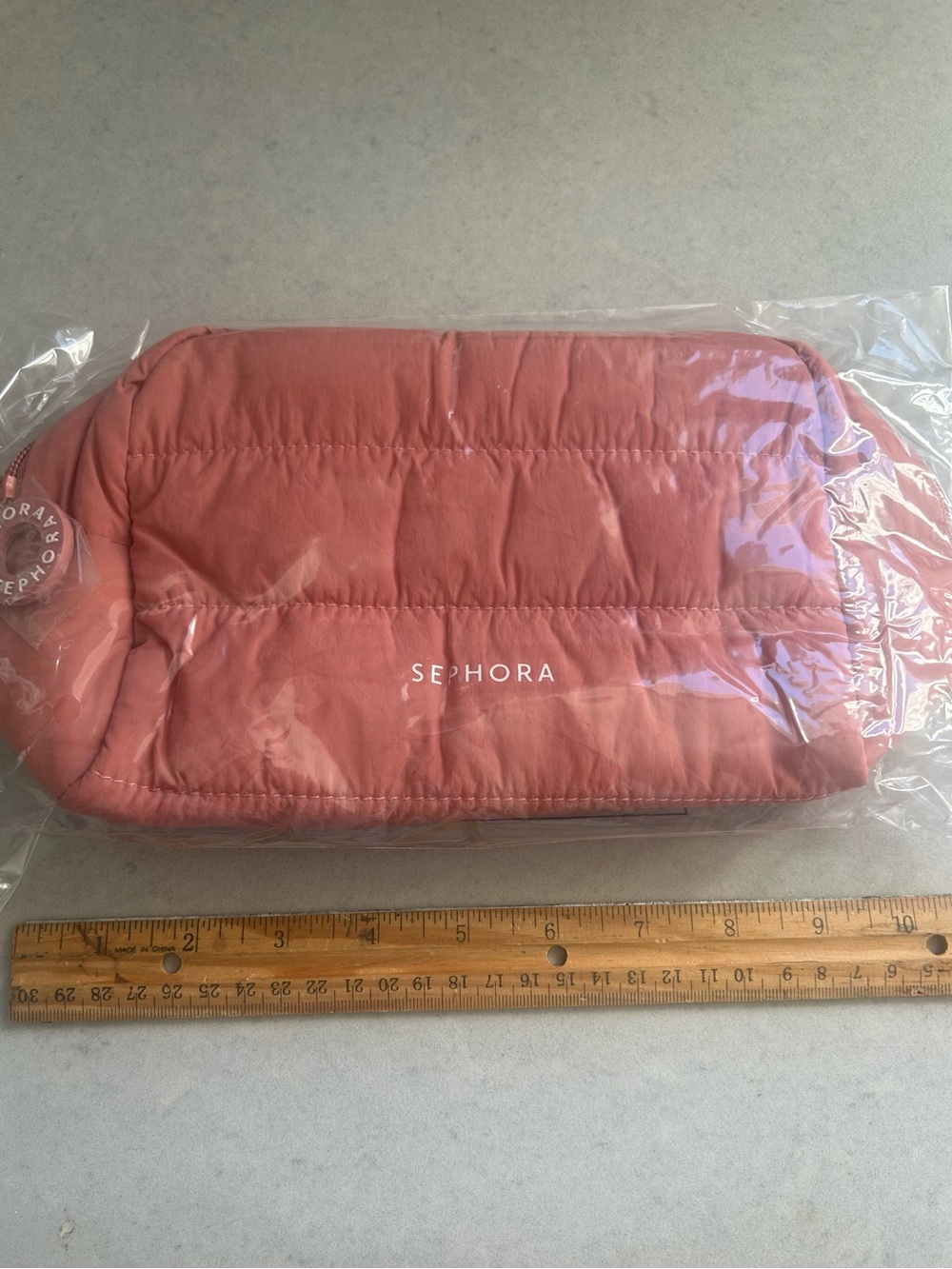 Sephora Coral Quilted Makeup Pouch